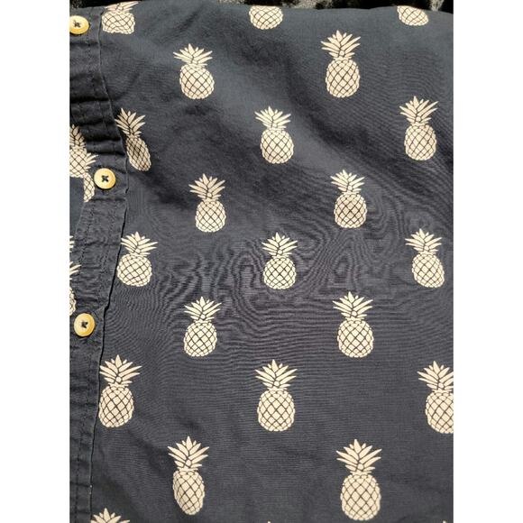 Denim & Flowers Men's Button Down Short Sleeve Shirt Black Pineapple Slim Fit S - Picture 7 of 8